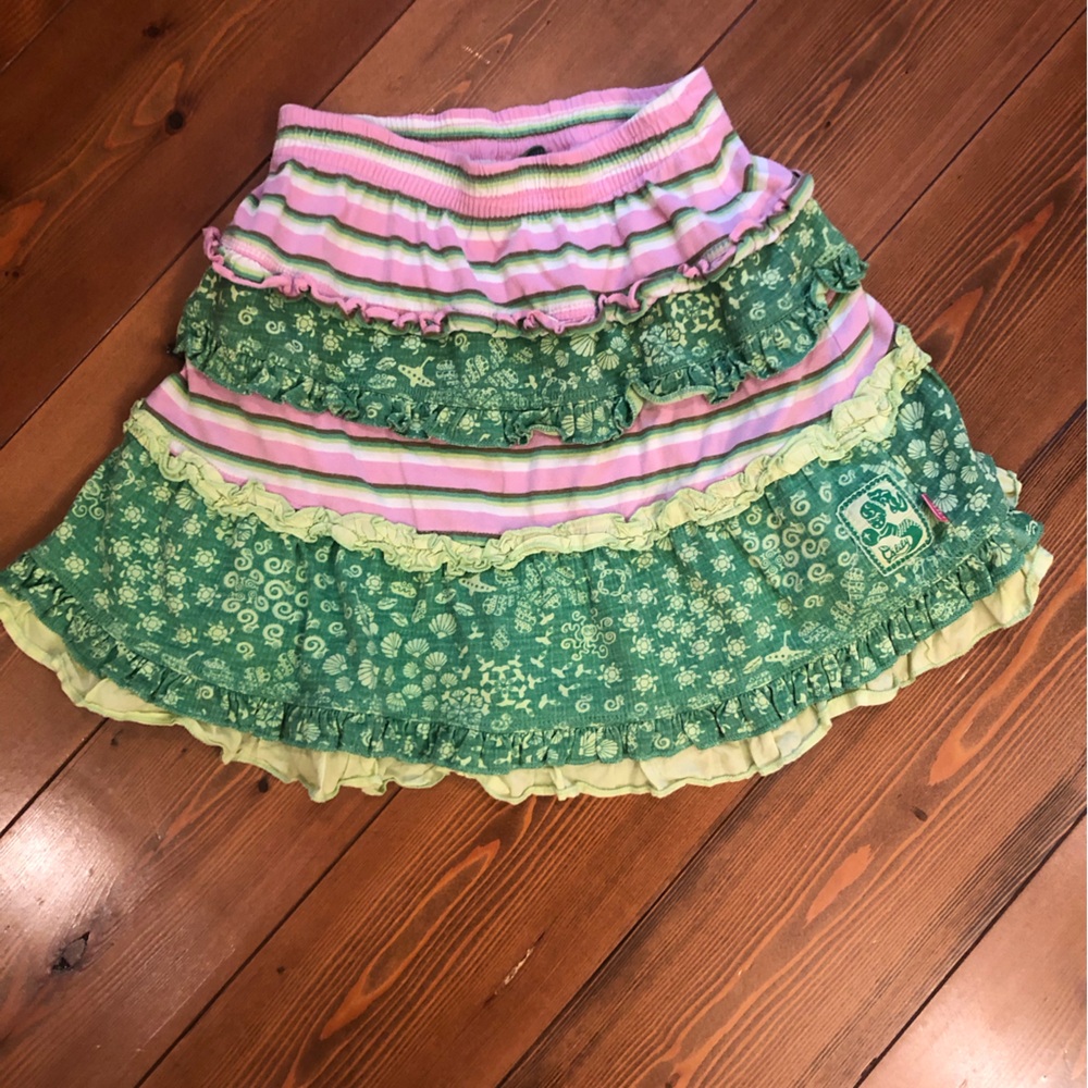 Oilily Tiered Skirt Pink Green cotton Girls 6